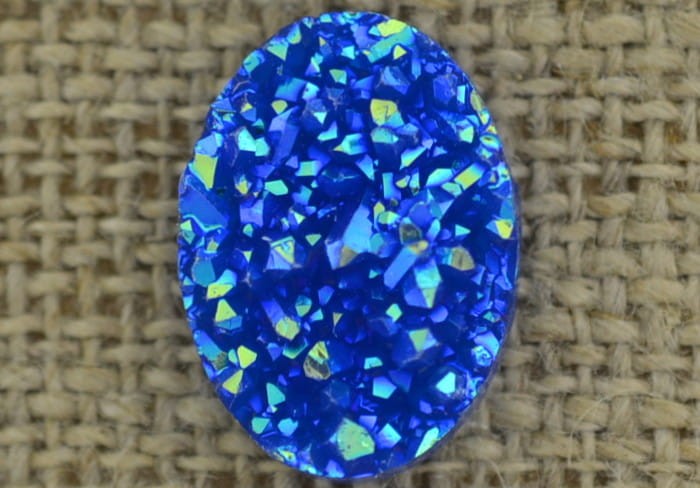  [04652] Kaboszon brokatowy druzy niebieski 18*13mm