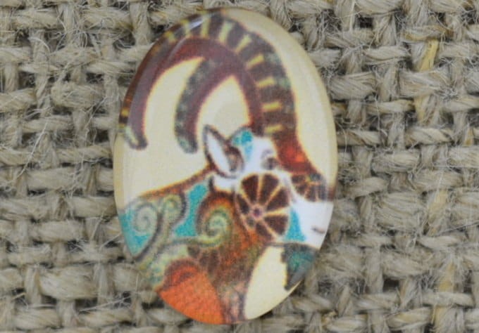 046366 Kaboszon szklany z obrazkiem 14*10mm znaki zodiaku- Koziorożec