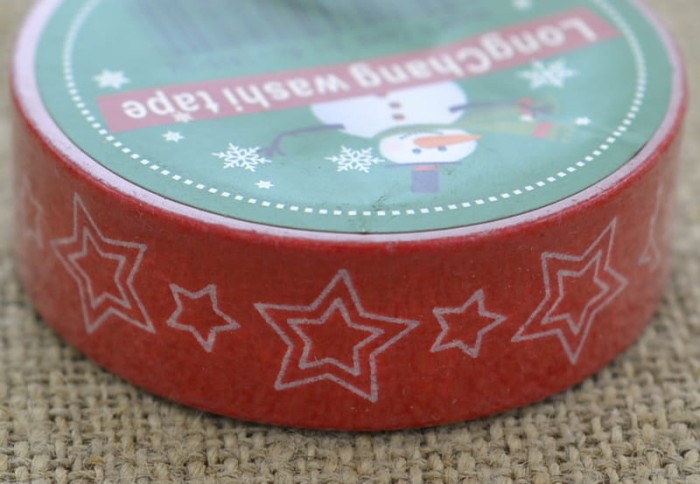  [ś07363] Taśma papierowa samoprzylepna washi tape czerwona gwiazdki 10m
