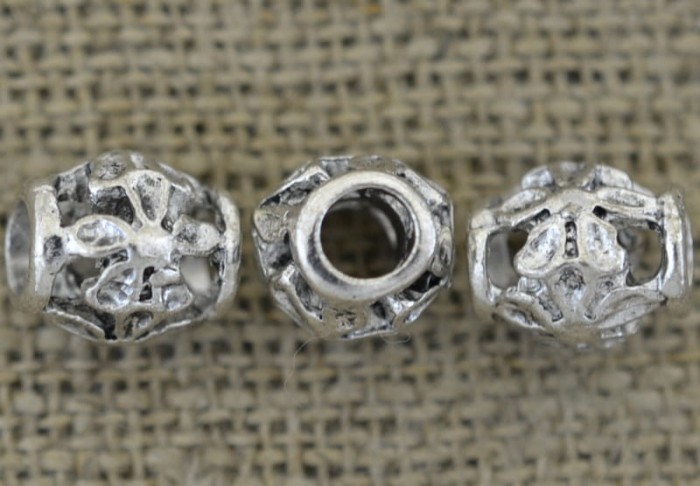 312164 Koralik modułowy ażurowy w kolorze srebrnym