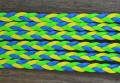 73743 Rzemień pleciony płaski 6,5*2mm żółto-zielono-niebieski 1m