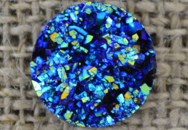 802506 Kaboszon z żywicy brokatowy okrągły 12mm w kolorze turkusowym