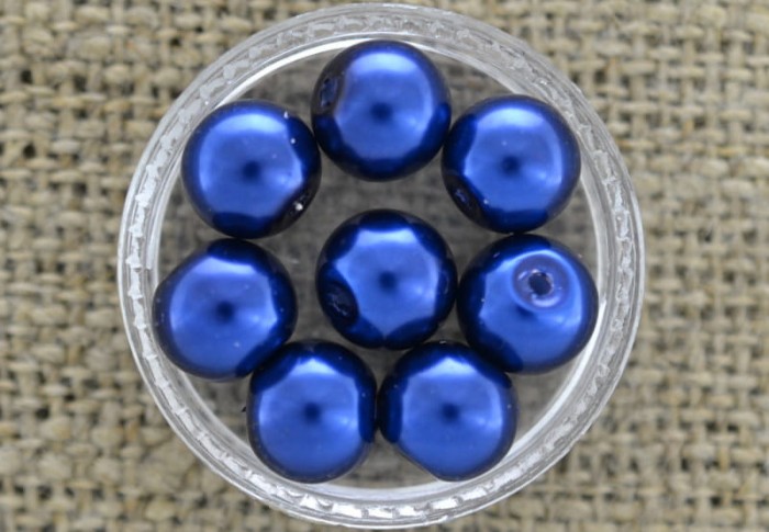 70420 Koralik szklany perełka gładka 8mm granatowa 10szt