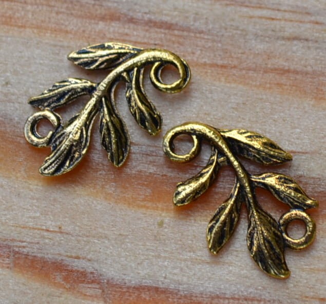 Listek ozdobny łącznik stare złoto