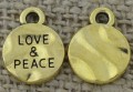 Zawieszka mała moneta "LOVE &amp; PEACE" kolor złota 2szt