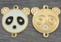 21221 Element ozdobny łącznik emaliowany w kolorze złotym panda