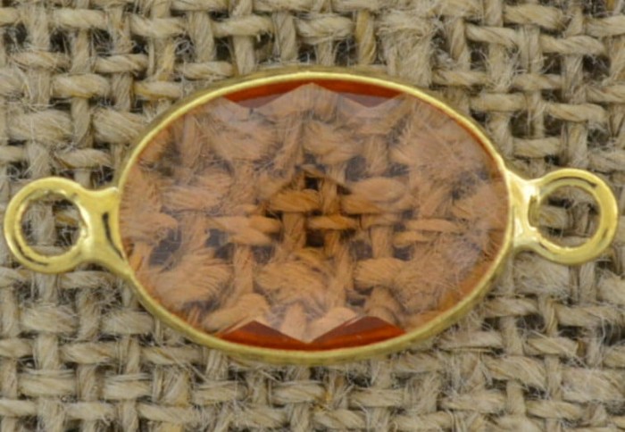 [21282] Element ozdobny łącznik z cyrkonią w kolorze morelowym