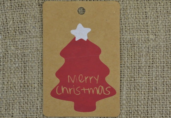 [ś07431] Papierowe metki do biżuterii z nadrukiem 75*50mm "Merry christmas" choinka 2szt