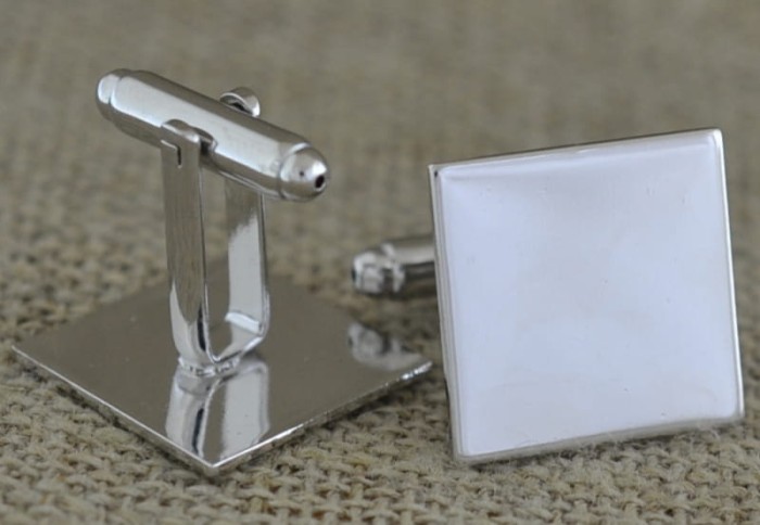 [31731] Bazy spinek do mankietów srebro kwadratowe 18mm