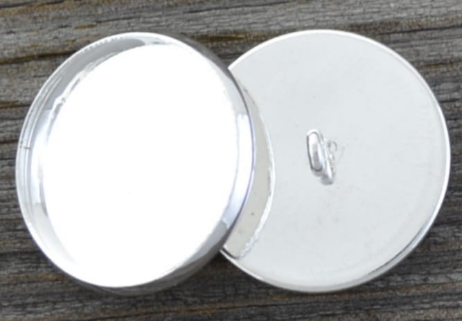 11907 Baza guzika na kaboszon 20mm posrebrzana