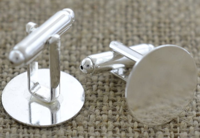 [31716] Bazy spinek do mankietów srebro z tarczą 16mm