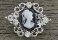 31239 Element ozdobny łącznik kamea z cyrkoniami w kolorze srebra