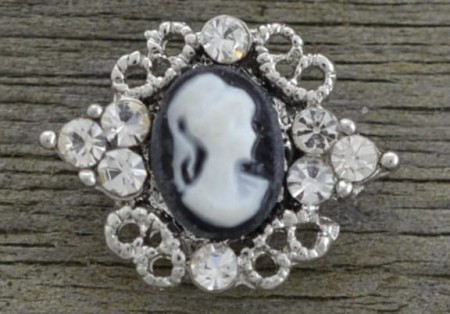 [31239] Łącznik kamea z cyrkoniami kolor srebra