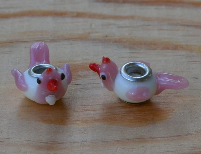 Lampwork ptak biały