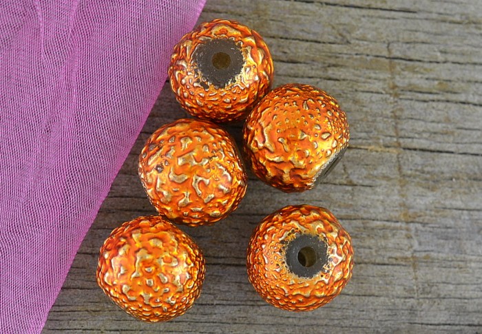 701187 Koralik szklany szroniony pomarańczowy 10mm