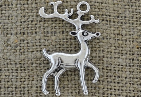 [ś07222] Zawieszka renifer 35*24mm kolor srebrny