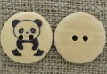 {873104} Guzik drewniany ozdobny panda