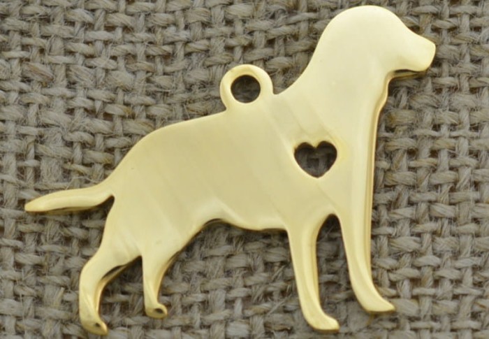 [307441] Zawieszka mała ze stali nierdzewnej pies w kolorze złotym