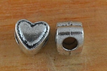 {31213} Koralik modułowy serce w kolorze starego srebra 2szt