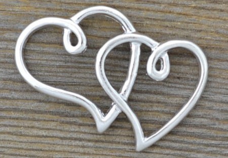 [31286] Element ozdobny łącznik serduszka srebrne