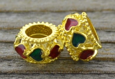  21256 Koralik modułowy emaliowany w kolorze złota 