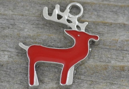 [ś0789] Zawieszka emaliowana renifer kolor srebra