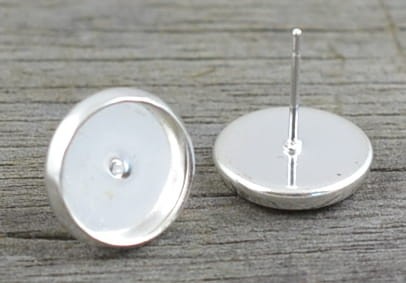 40427 Baza kolczyka wkrętka w kolorze srebra na kaboszon 10mm
