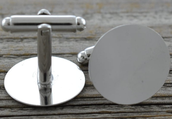 [31706] Bazy spinek do mankietów srebrne z tarczą 18mm