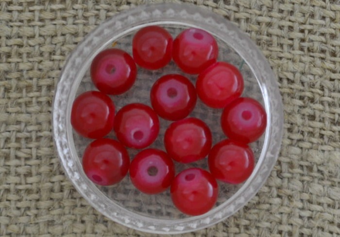 Koralik szklany perełka 6mm bordowa 10szt