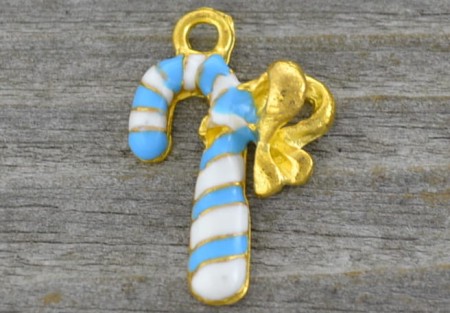 [ś07130] Zawieszka laska świąteczna błękitne paski