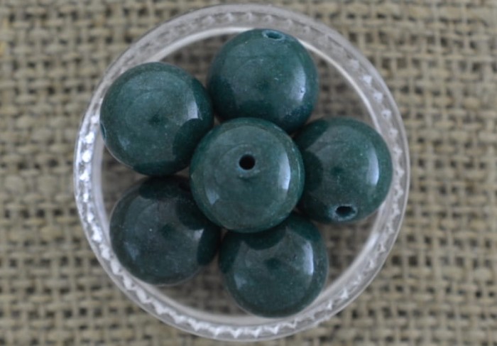[240534] Kamień naturalny jadeit 10mm ciemnozielony 2szt 