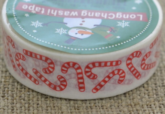 [ś07355] Taśma papierowa samoprzylepna washi tape biała laska cukrowa 10m