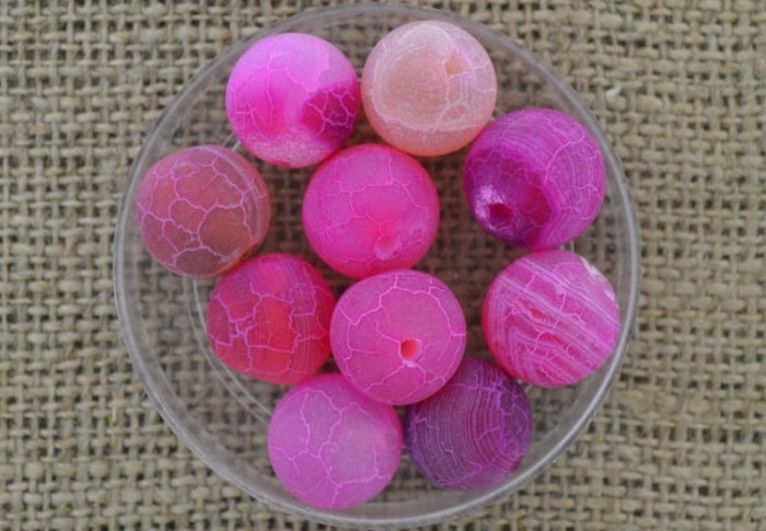 [240254] Kamień naturalny agat 12mm w kolorze fuksji 