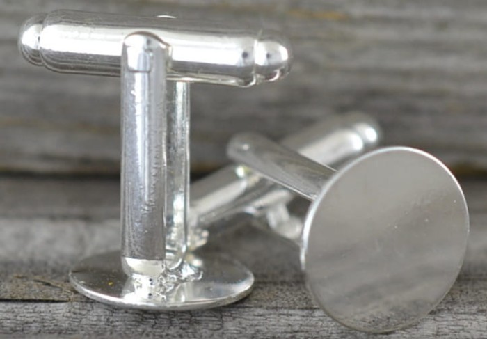 [31701] Bazy spinek do mankietów srebro kaboszon 12mm