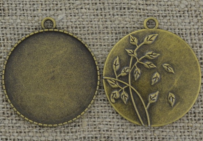 [101206] Ozdobna baza medalionu w kolorze brązu na kaboszon 35mm