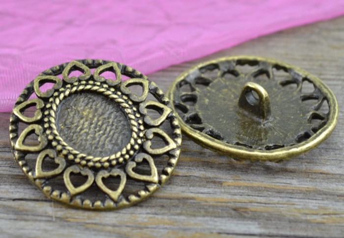 17174 Ozdobna baza guzika w kolorze brązu na kaboszon 13x11mm