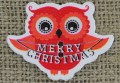 [ś07298] Guzik drewniany ozdobny sowa "MERRY CHRISTMAS" 2szt