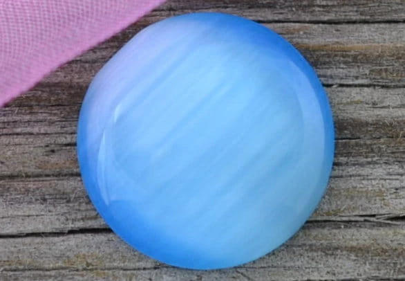 046106 Kaboszon szklany kocie oko 14mm błękitny 2szt 