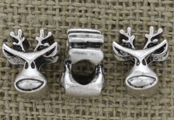 [ś07384] Koralik modułowy renifer w kolorze srebrnym