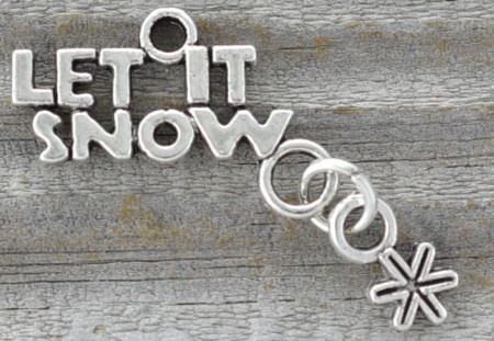 [ś07160] Zawieszka LET IT SNOW 24*32mm srebrna