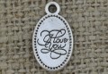Zawieszka mała "I Love You" kolor srebra 2szt