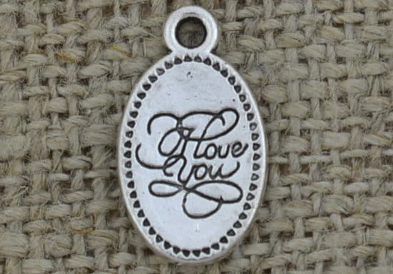 Zawieszka mała "I Love You" kolor srebra 2szt