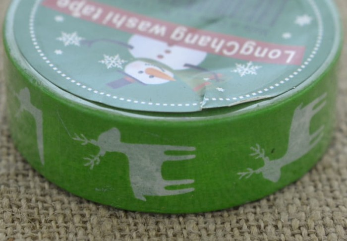 [ś07359] Taśma papierowa samoprzylepna washi tape zielona renifery 10m