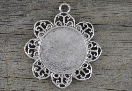 [30135] Baza medalionu ciemne srebro kaboszon 20mm