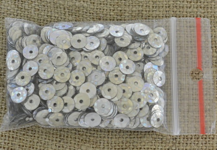  [55526] Cekiny łamane srebrne brokatowe 6mm 12 gram