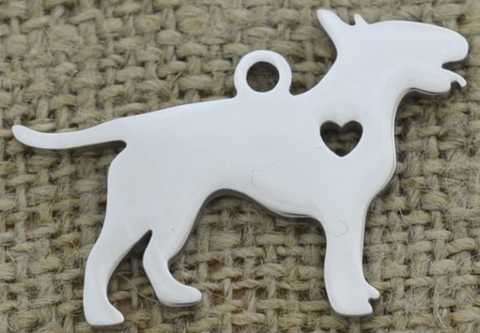 [307429] Zawieszka mała ze stali nierdzewnej pies w kolorze srebrnym