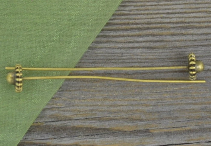 10916 Szpilki biżuteryjne z ozdobnym końcem w kolorze brązu 52mm 2szt