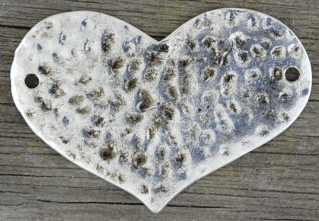 [31228] Łącznik serce duże kolor ciemnego srebra