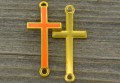 21252 Element ozdobny łącznik krzyżyk emaliowany pomarańczowy