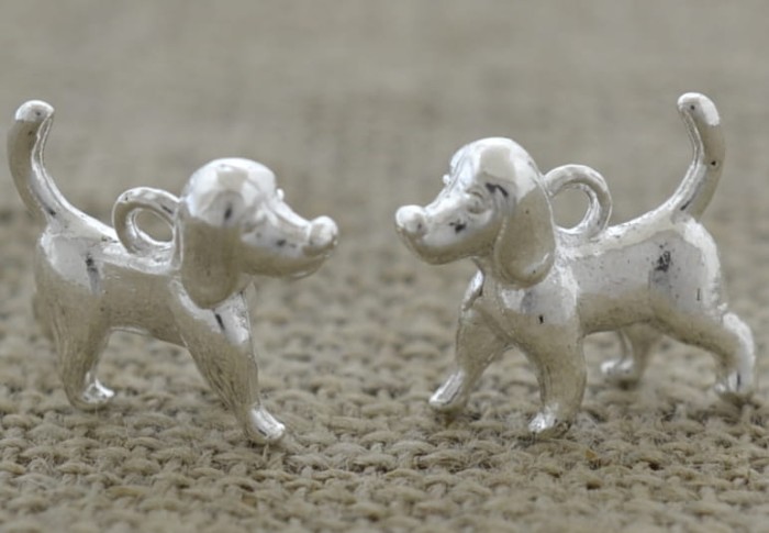 [307498] Zawieszka trójwymiarowa pudel kolor srebrny